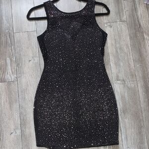 Gold Label Wow Couture Elegant Black Rhinestone Embellished Sleeveless Dress S